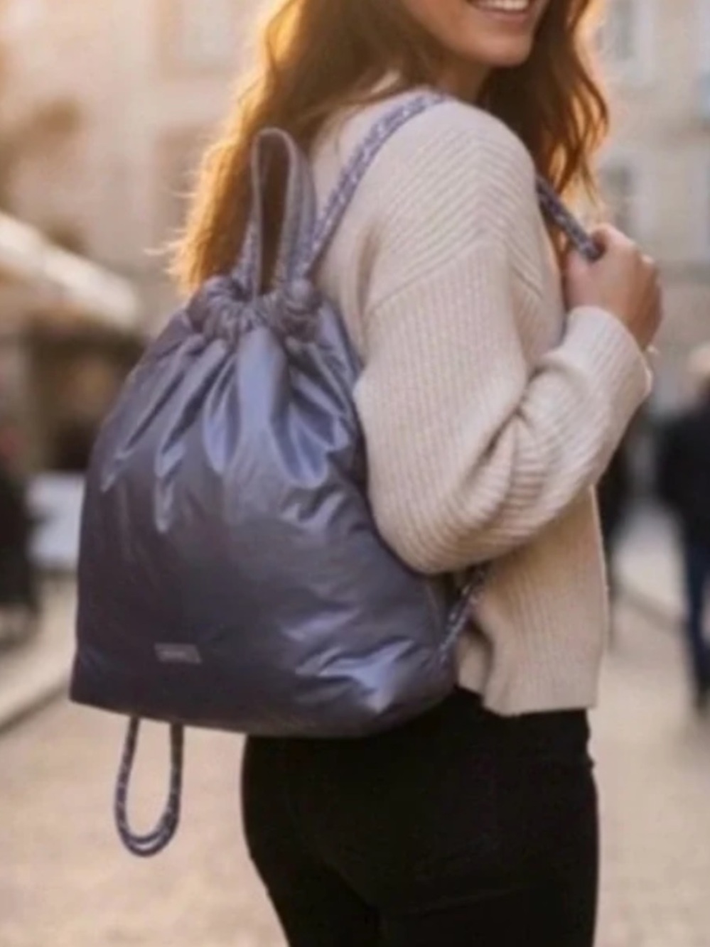 Wildfox Dark Gray Puffer Drawstring Backpack
